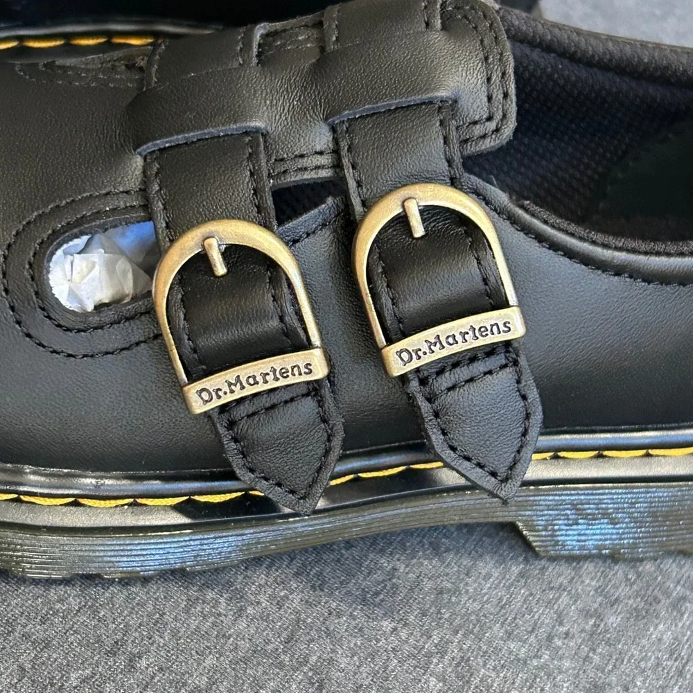 Dr Martens 8065 J Kids US 2 Black Softy T Leather Mary Jane Shoes NIB
